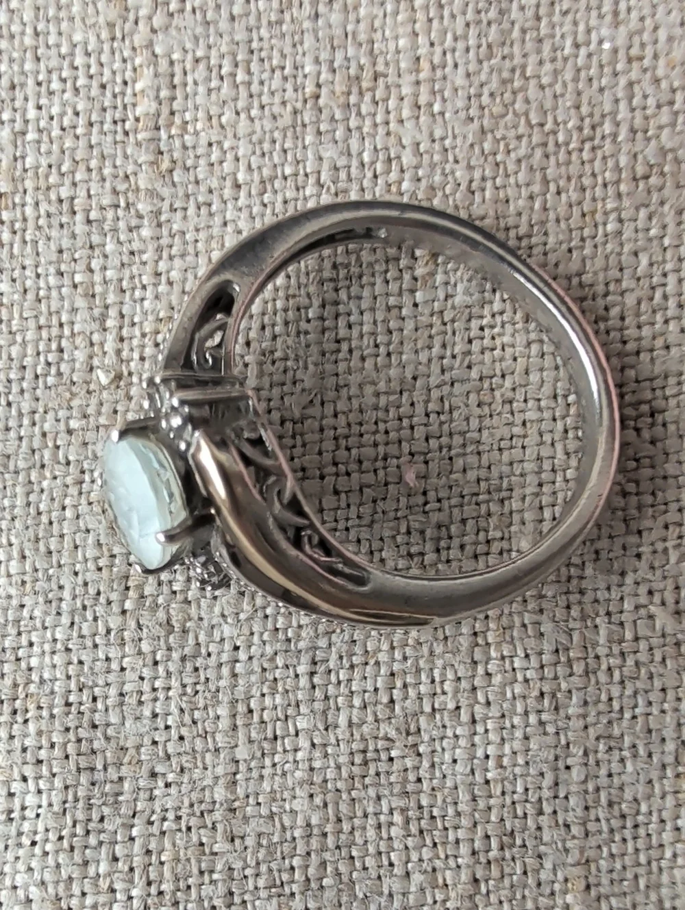 925 Sterling Silver 10K Gold Accent  Smokey Quartz Diamond Accents Ring